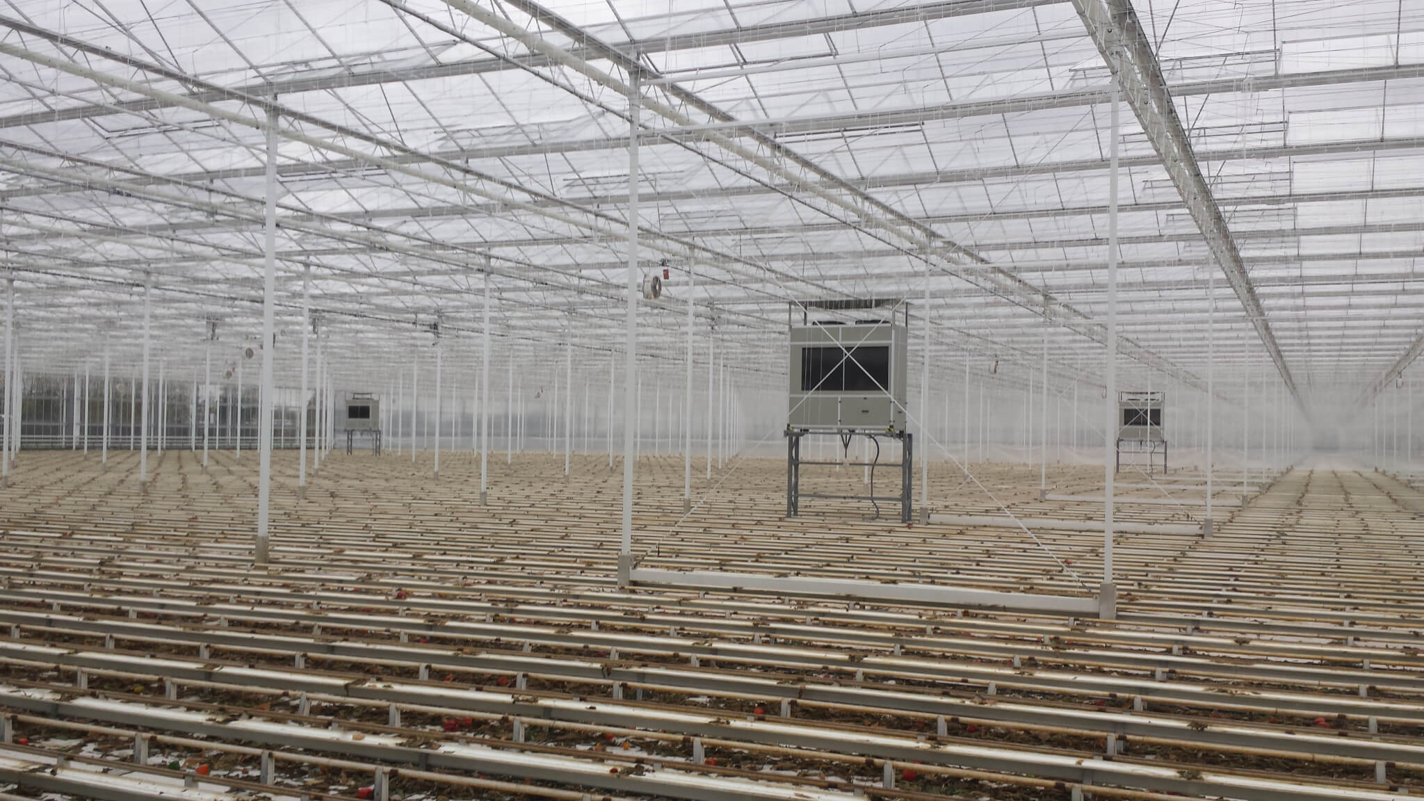 DryGair dehumidifiers in empty greenhouse